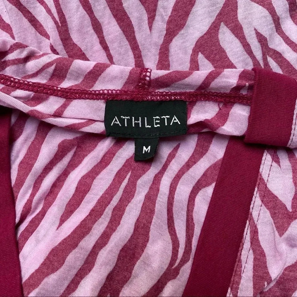 Athleta Pink Zebra Print Hooded Tunic Cover-Up Drawstring Waist Size Medium - Picture 13 of 14